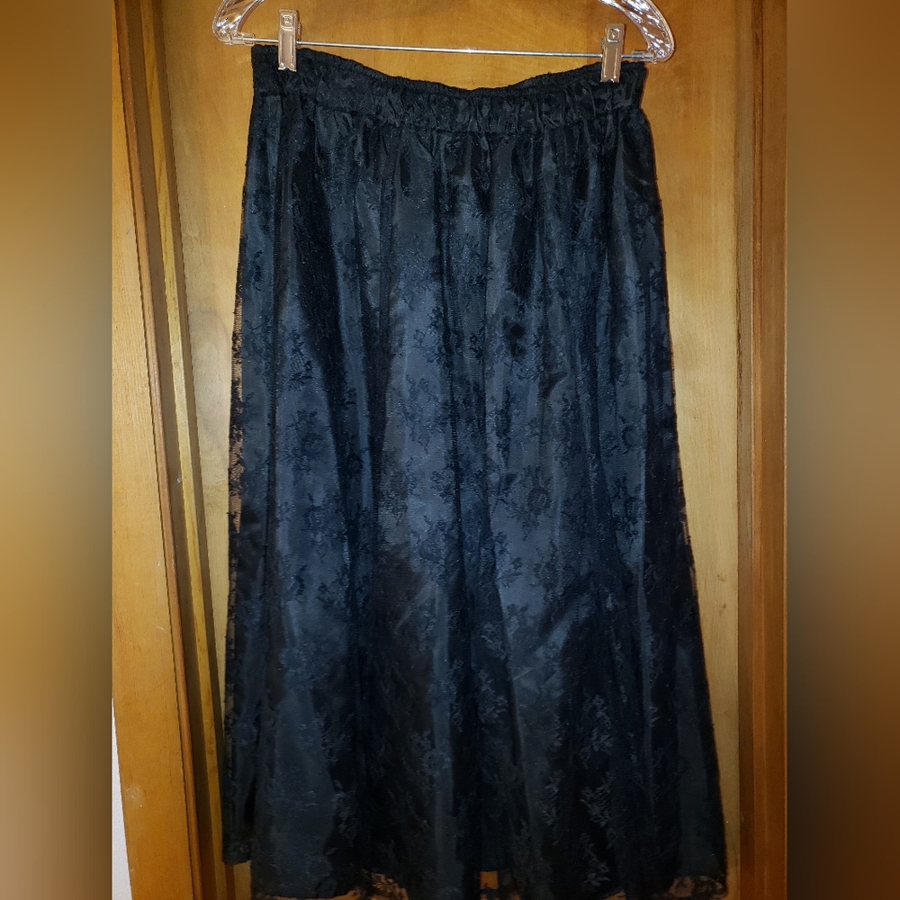 Womens Unmarked Lace A line Black Skirt One Size